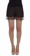 Dolce & Gabbana Elegante Sorte Blomsterblonder Silkeshorts