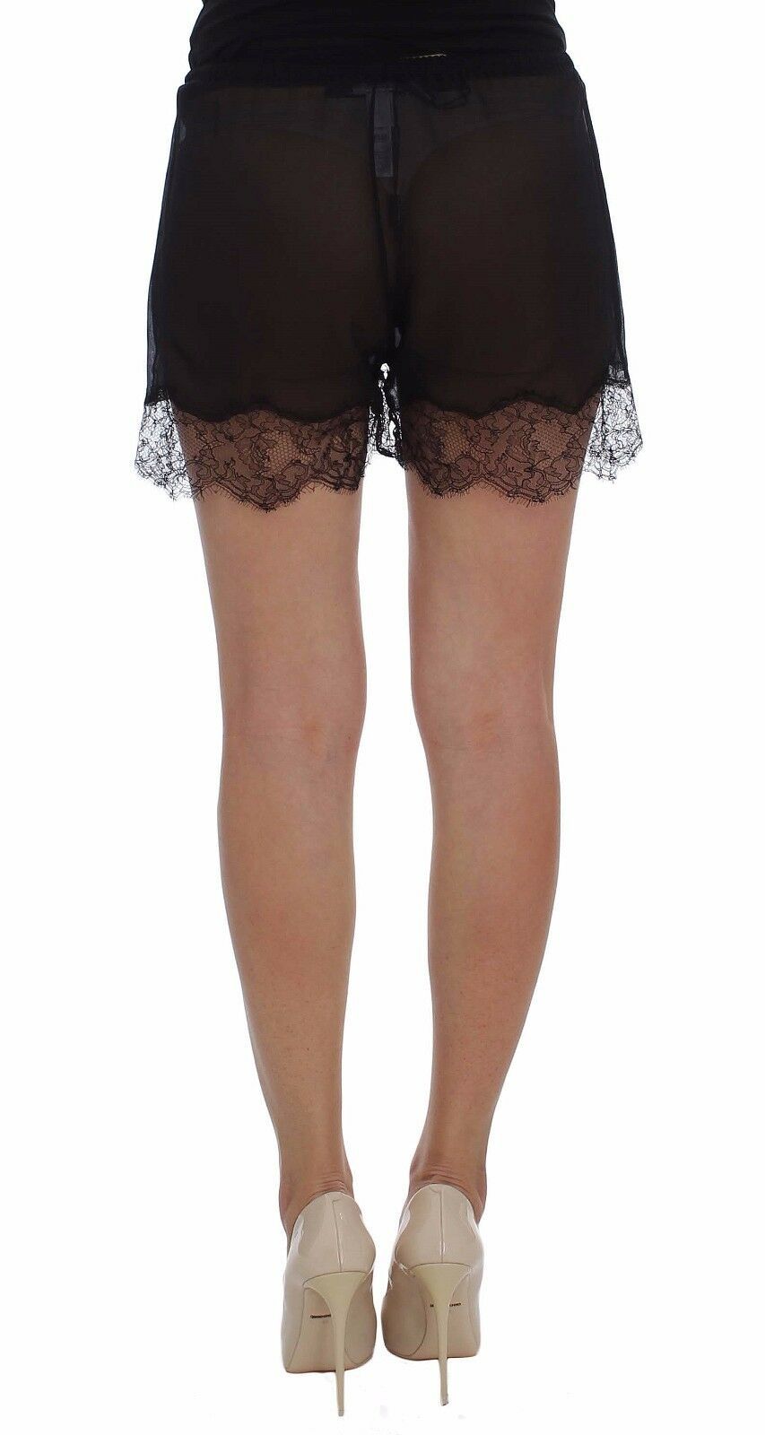 Dolce & Gabbana Elegante Sorte Blomsterblonder Silkeshorts