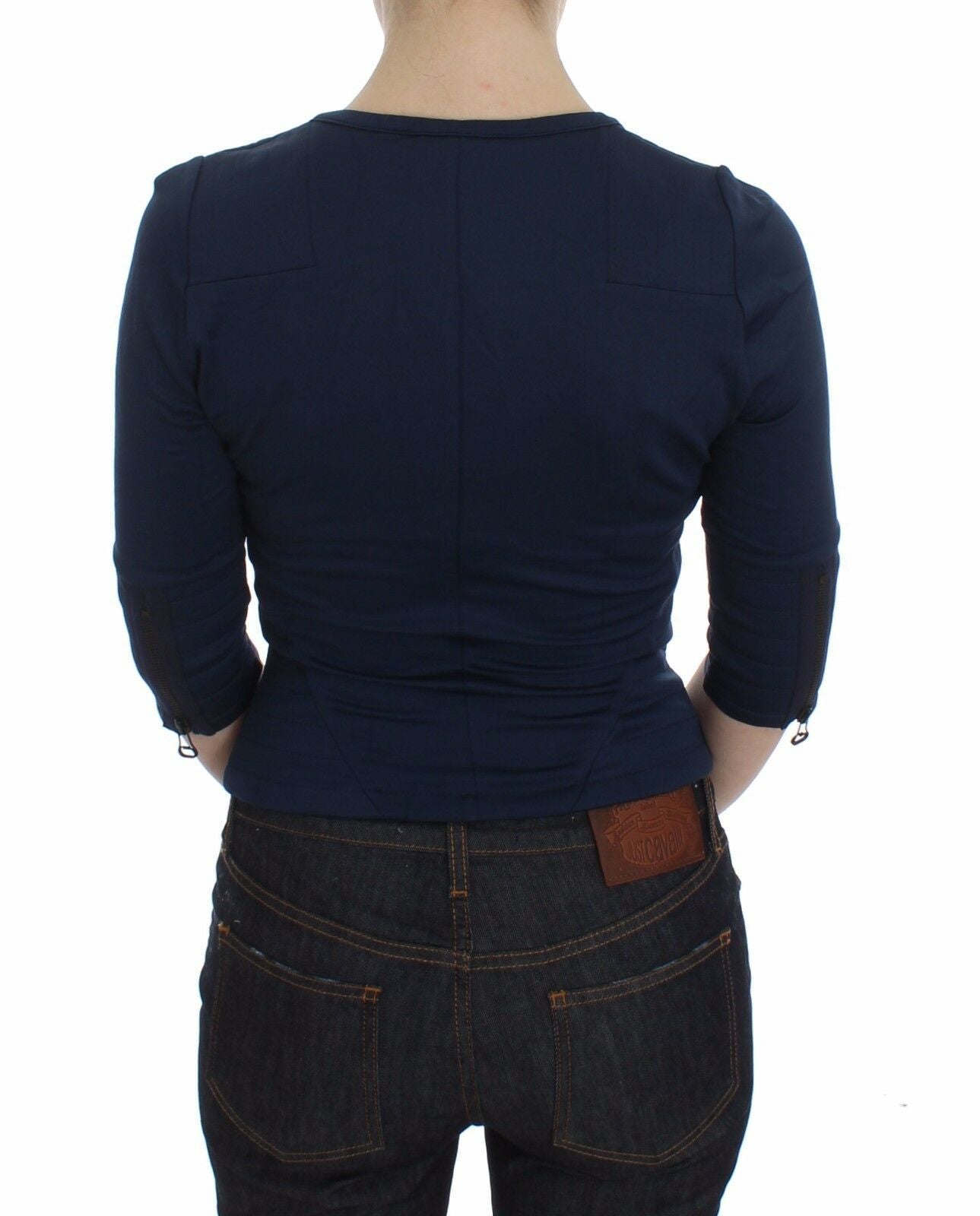 Exte Chic Lynlås-Halsudskæring Blå Sweater
