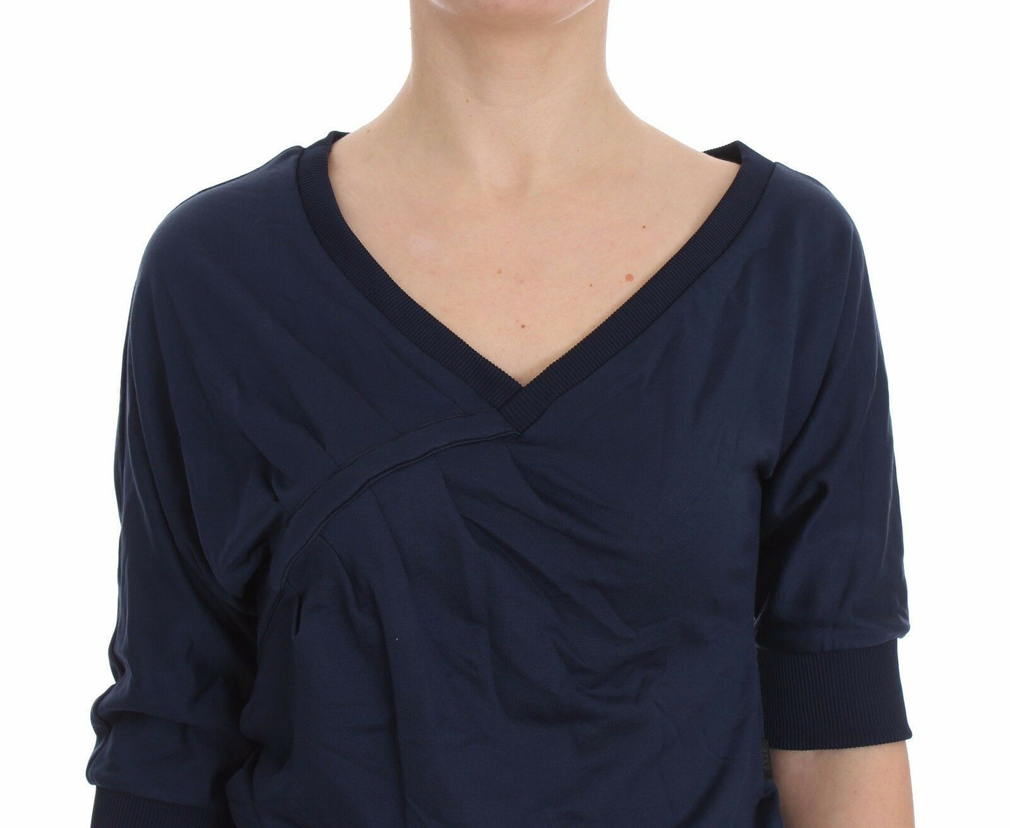 Ekstrem elegant dyb V-hals sweater i blå
