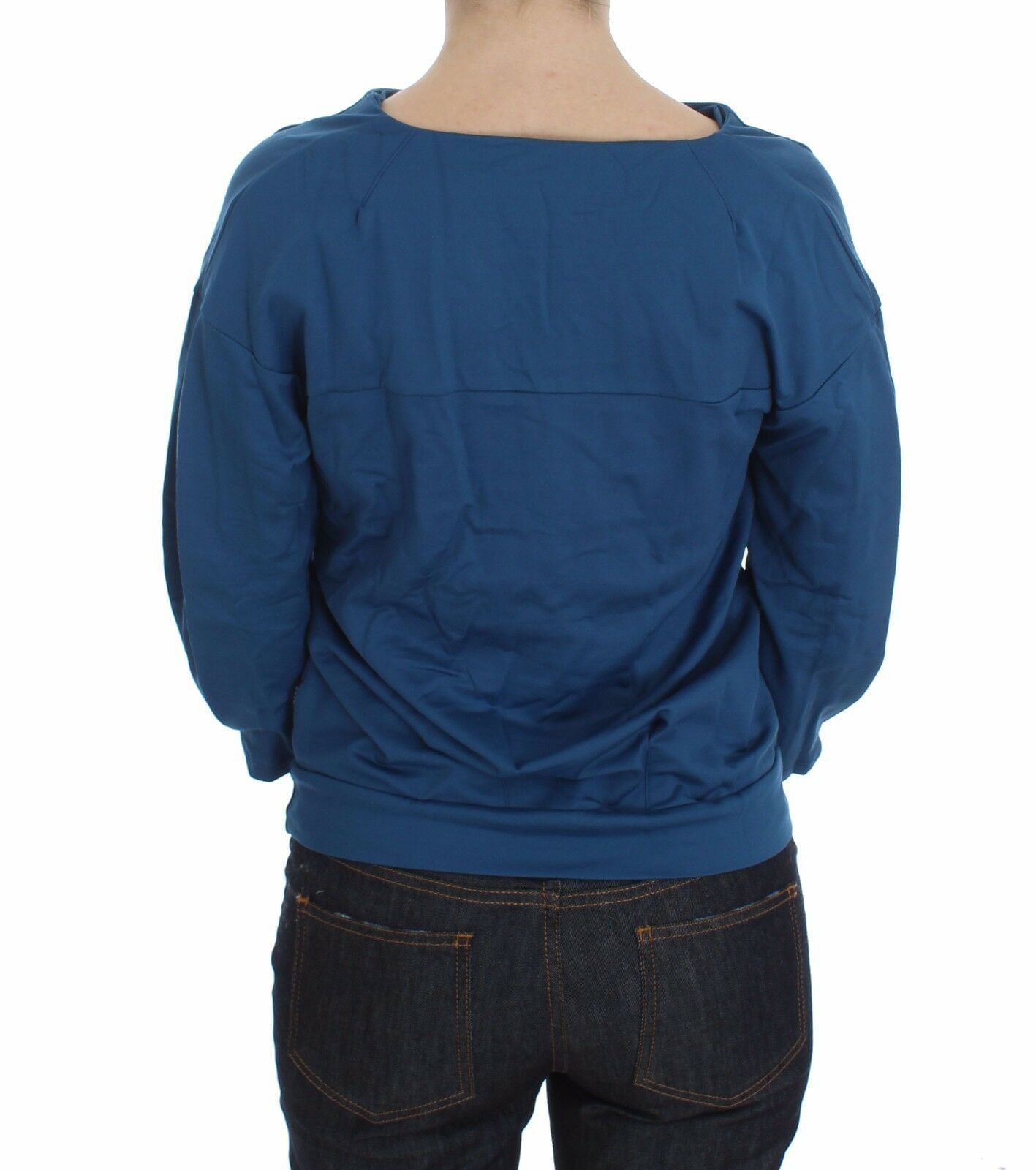 Ekstrem elegant dyb V-hals sweater i blå