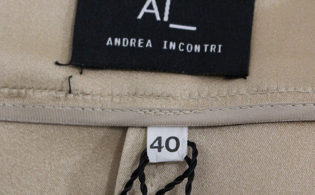 Andrea Incontri Elegant Silke Plisseret Knælang Nederdel