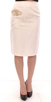 Andrea Incontri Elegant Hvid Blomsterblyantnederdel