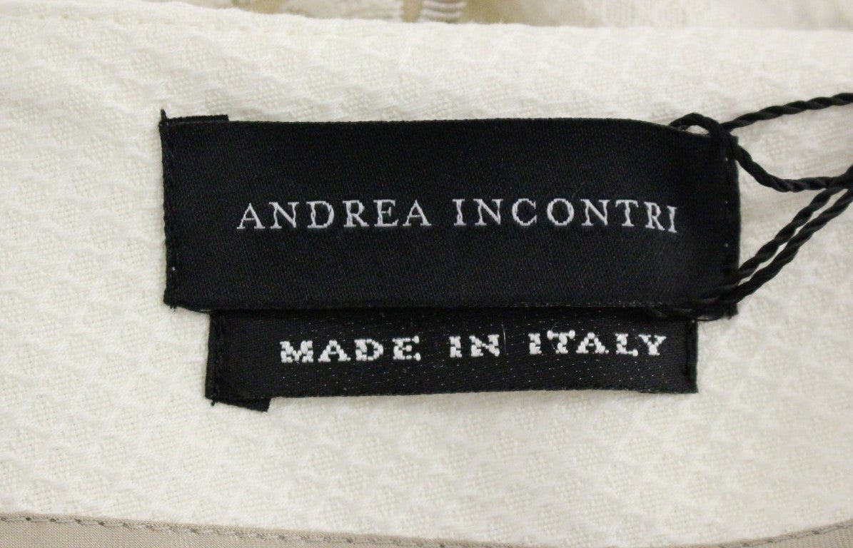 Andrea Incontri Elegant Hvid Blomsterblyantnederdel