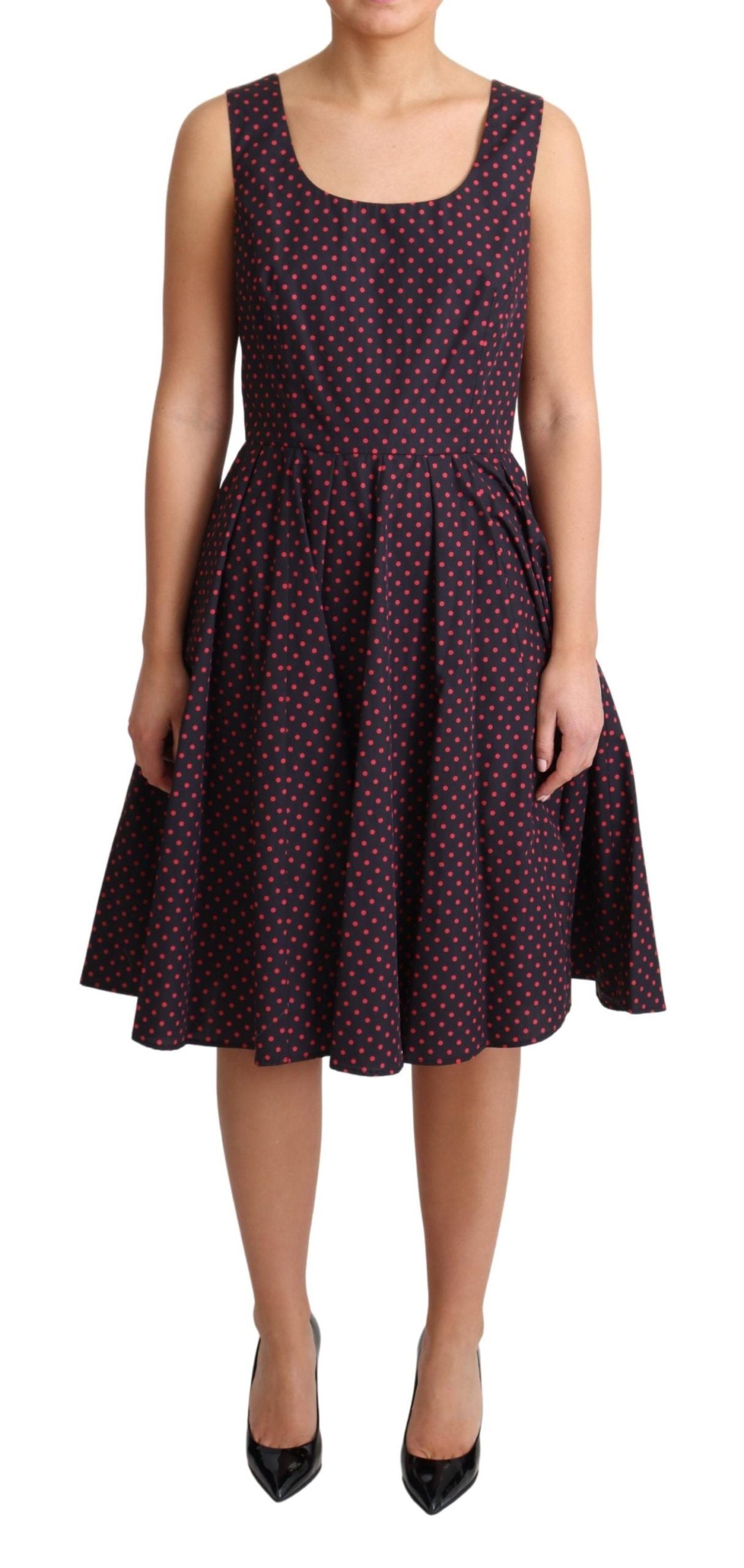 Dolce & Gabbana Chic Polka Prikket A-linje Ærmeløs Kjole