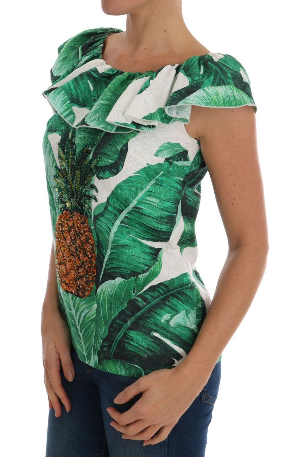 Dolce & Gabbana Elegant Pailletbluse med Ananas