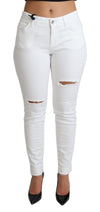 Dolce & Gabbana Chic Hvide Designer Jeans med Mellem Talje
