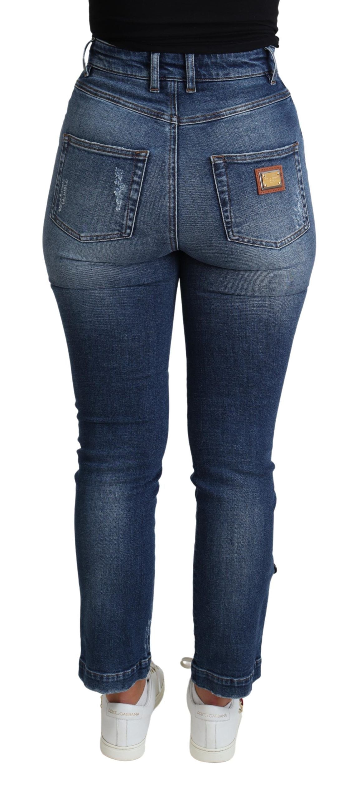 Dolce & Gabbana Udsmykkede Højtaljede Skinny Denim Jeans