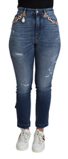Dolce & Gabbana Udsmykkede Højtaljede Skinny Denim Jeans