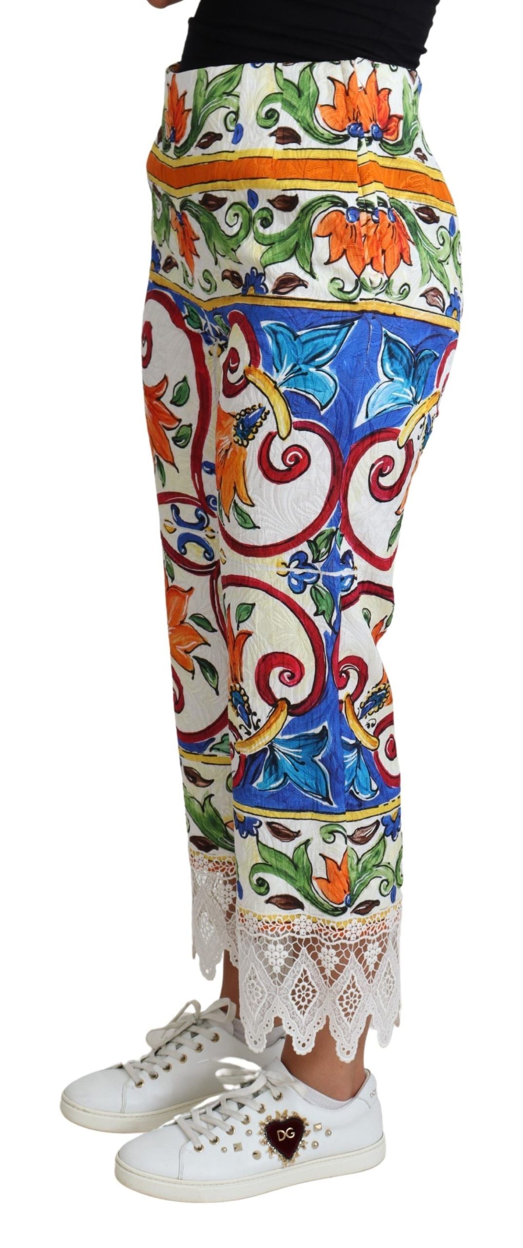 Dolce & Gabbana Majolica højtaljede cropped bukser