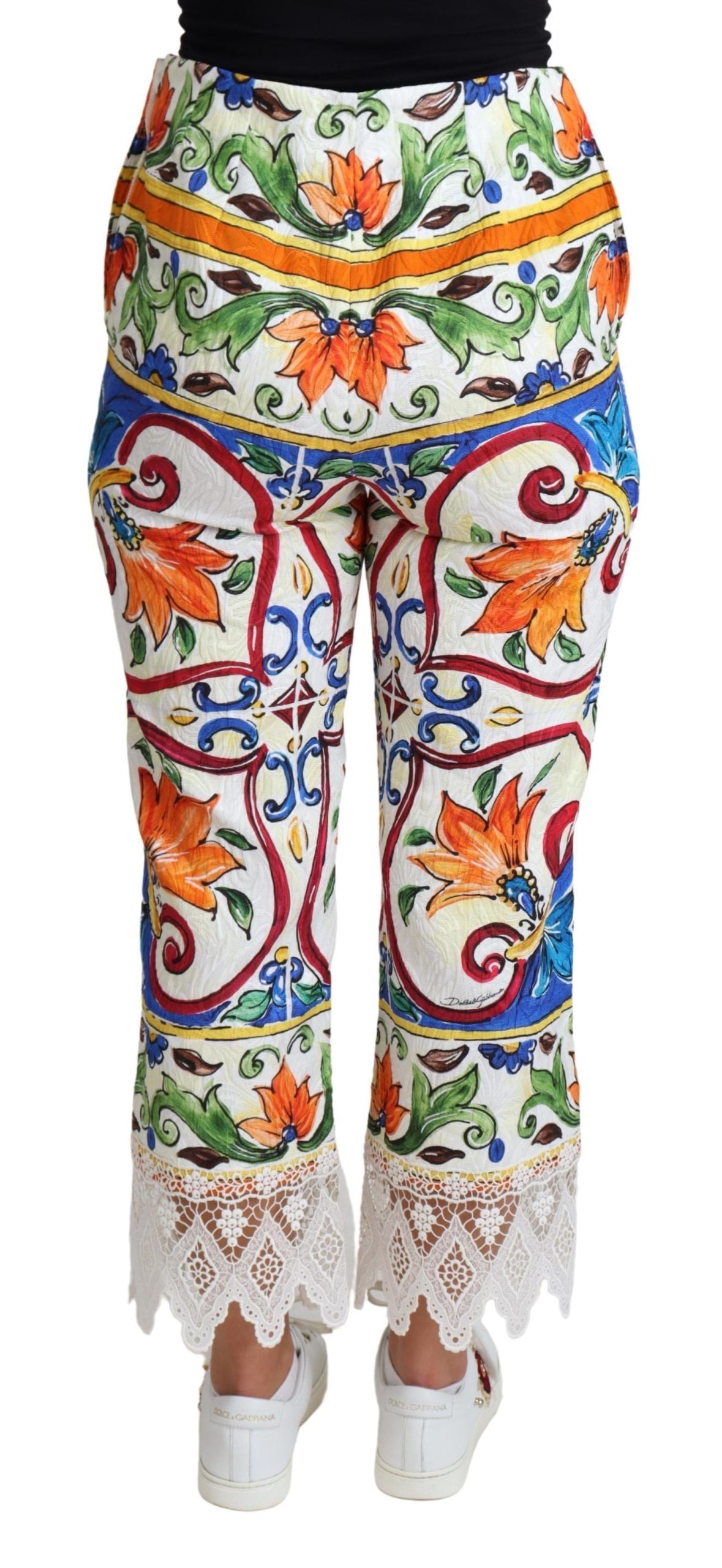 Dolce & Gabbana Majolica højtaljede cropped bukser