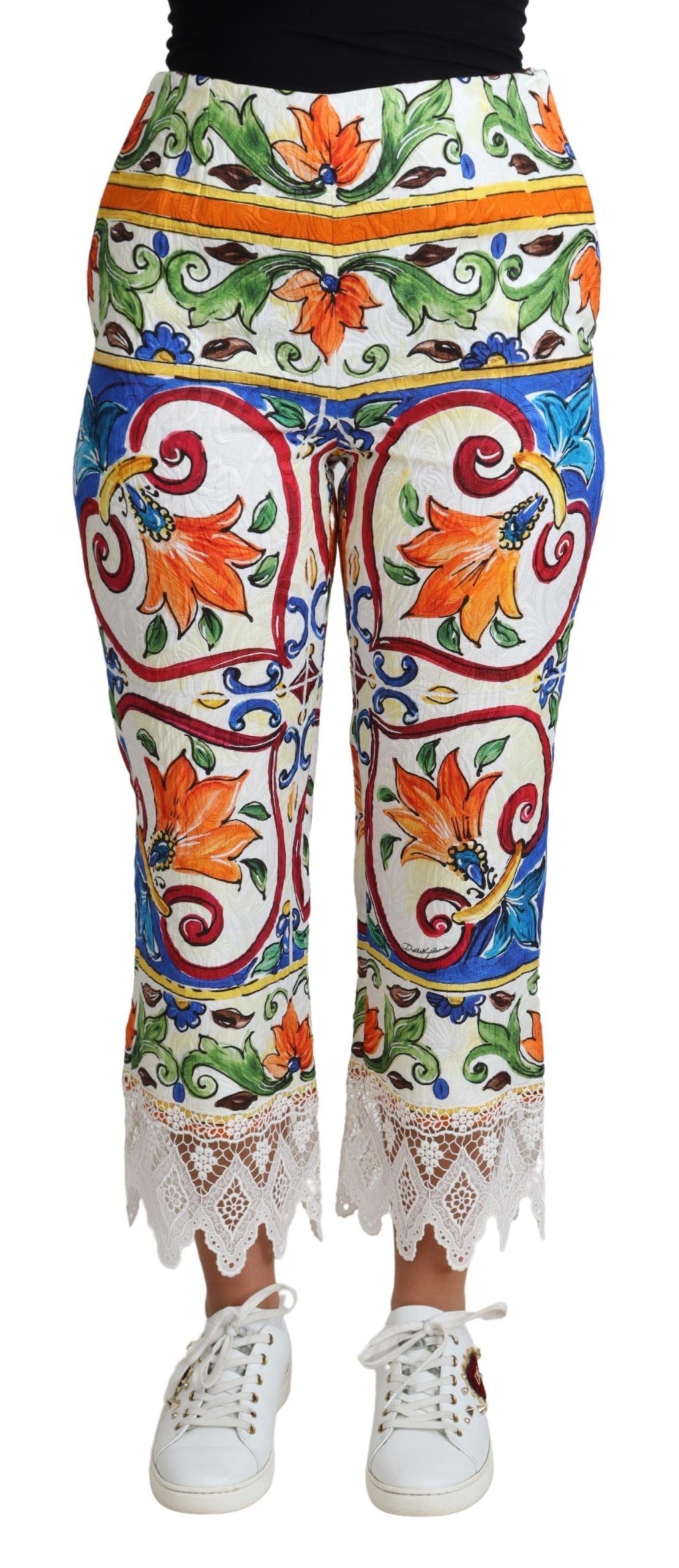 Dolce & Gabbana Majolica højtaljede cropped bukser