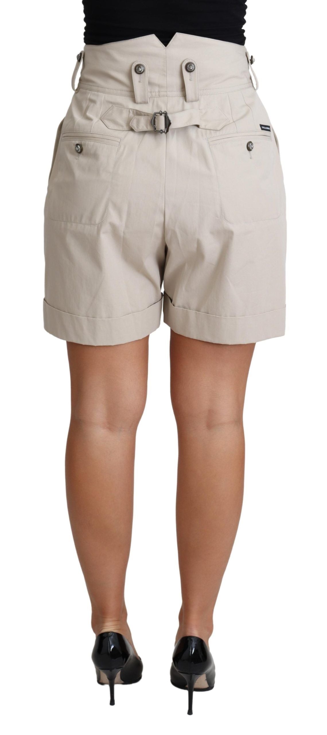 Dolce & Gabbana Chic Beige Højtaljede Plisserede Shorts