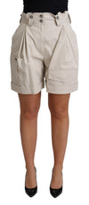 Dolce & Gabbana Chic Beige Højtaljede Plisserede Shorts
