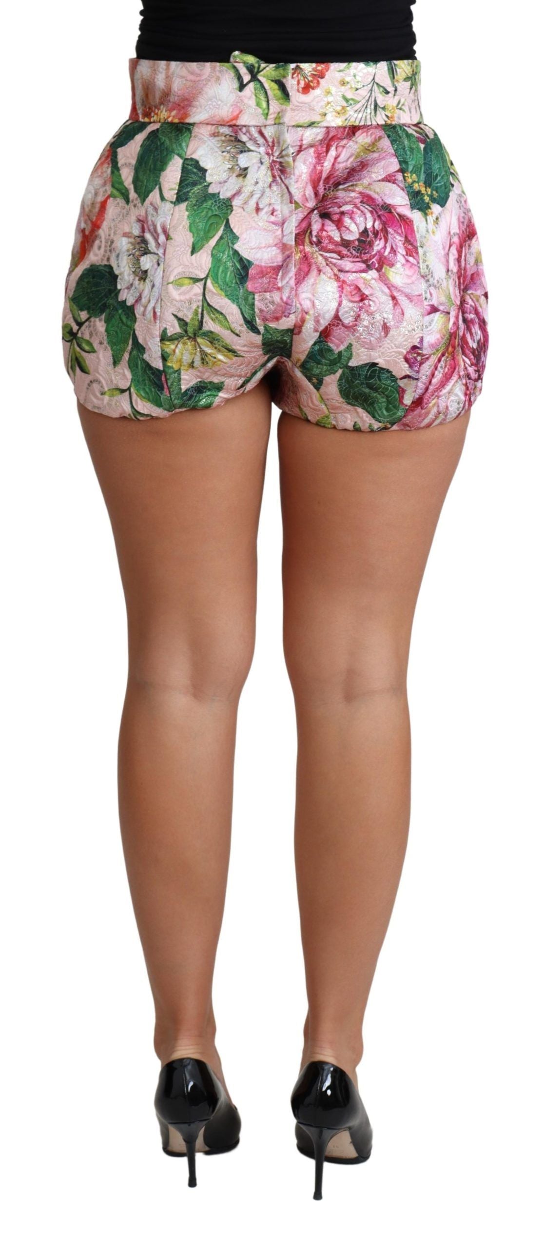 Dolce & Gabbana Chic lyserøde blomsterprintede højtaljede hotpants