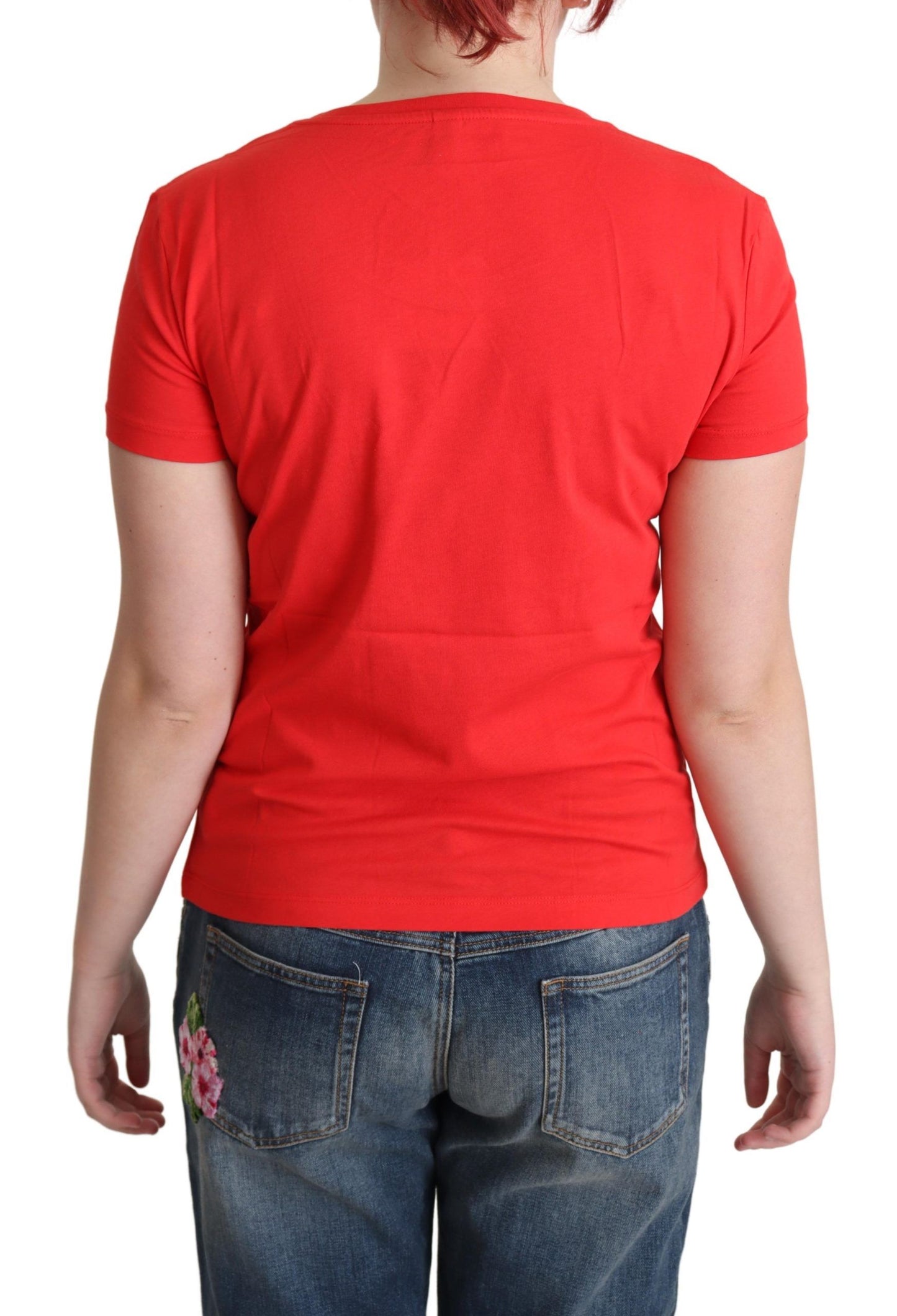 Moschino Chic Rød Bomulds T-shirt med Legesygt Print