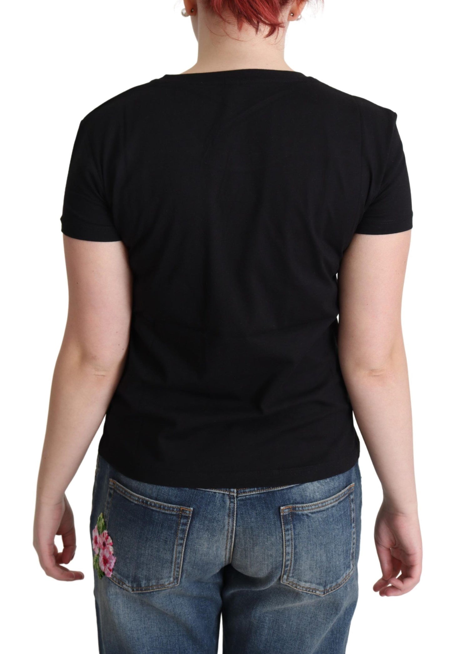 Moschino Chic sort bomulds-T-shirt med legende print