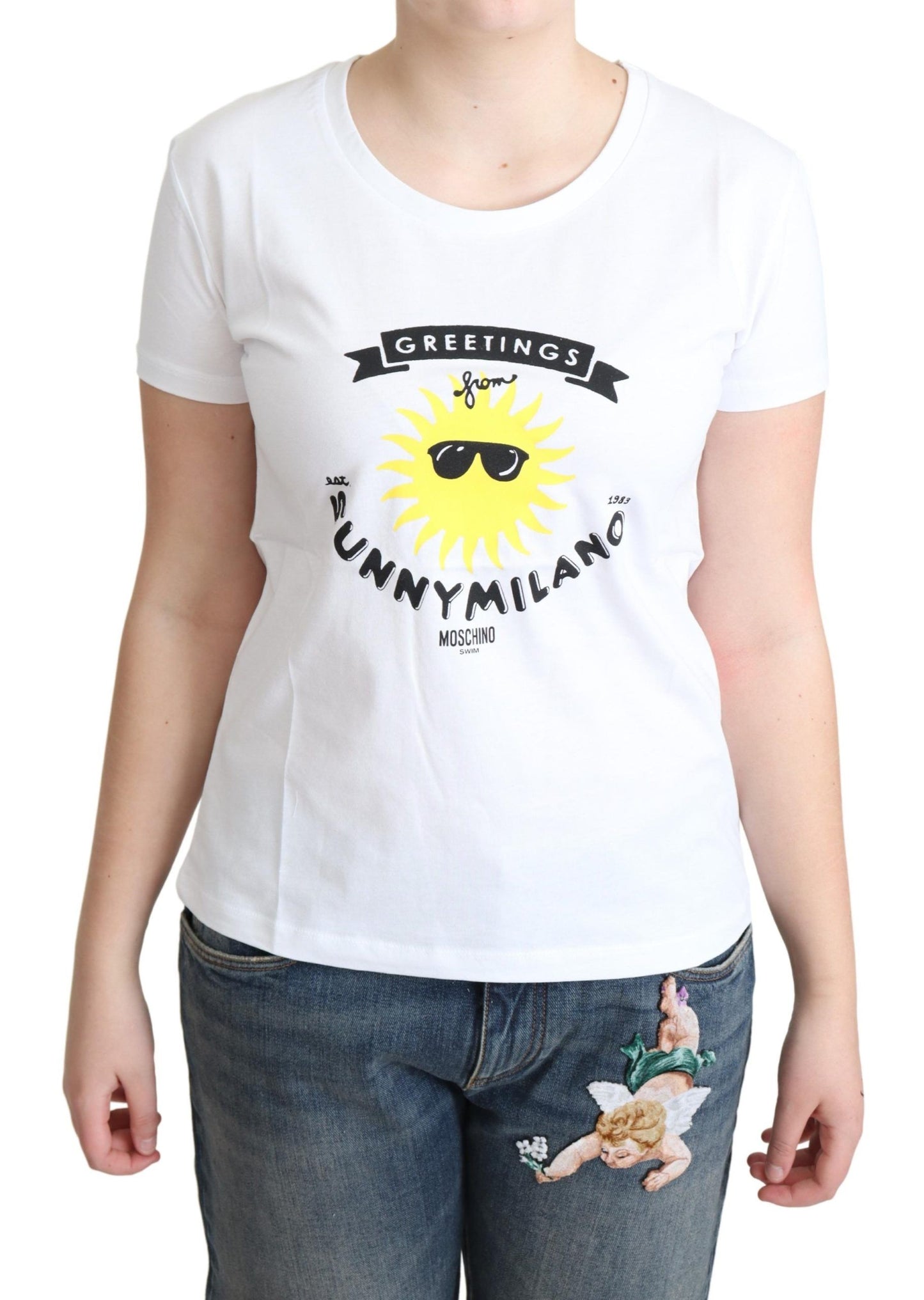 Moschino Sunny Milano Print Bomulds T-shirt
