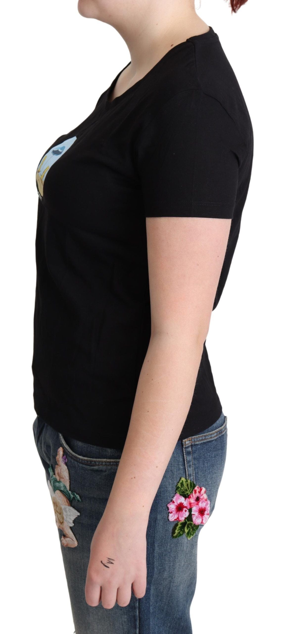 Moschino Chic Sort Bomuld T-shirt Med Rund Hals