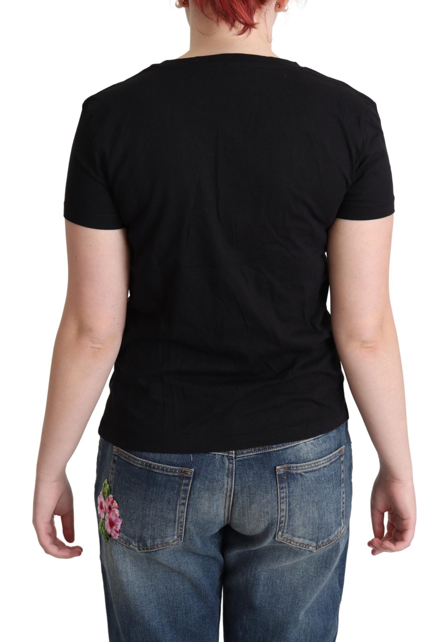 Moschino Chic Sort Bomuld T-shirt Med Rund Hals