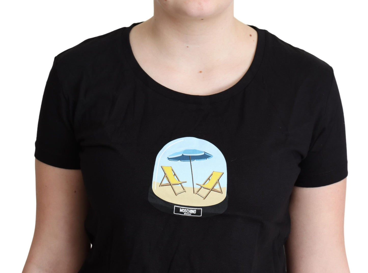 Moschino Chic Sort Bomuld T-shirt Med Rund Hals