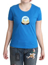 Moschino Chic Blå Bomuld T-shirt med Ikonisk Print