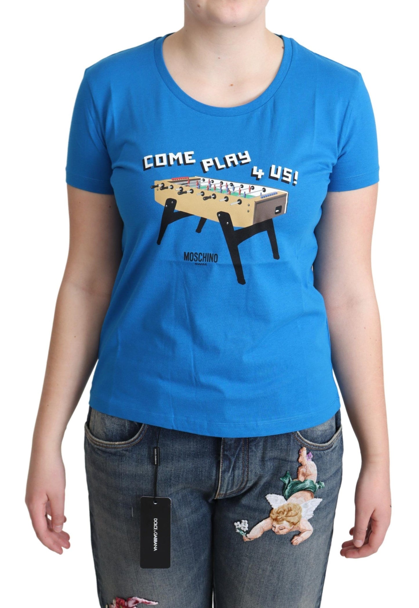 Chic Moschino bomulds-T-shirt med unikt print