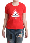 Moschino Chic Rød Graphic Bomuld T-shirt