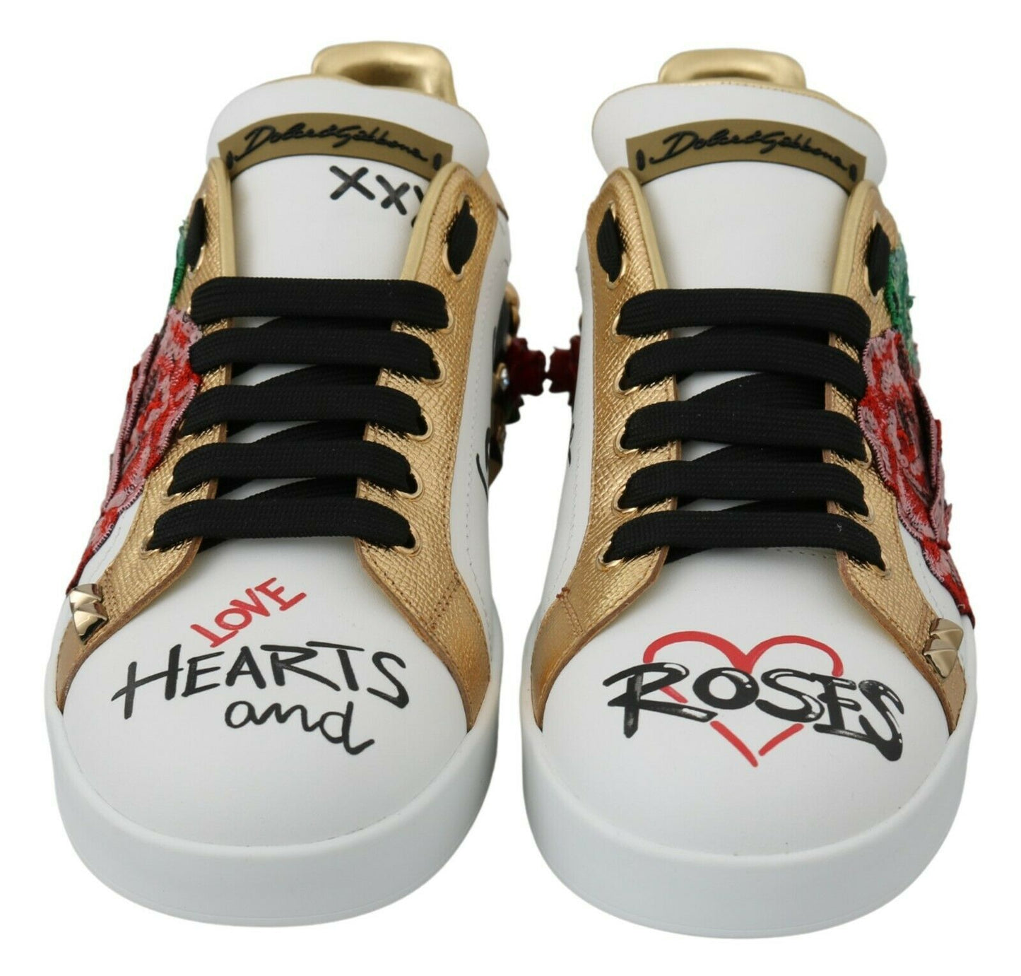 Dolce & Gabbana Elegante Pailletblomstrede Lædersneakers
