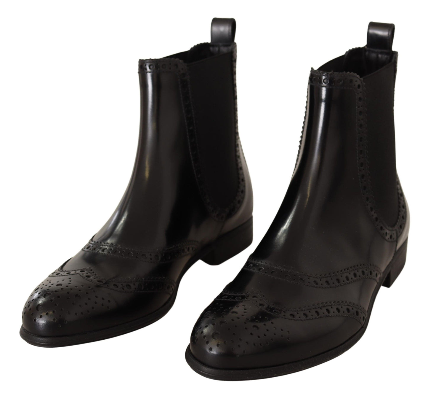Dolce & Gabbana Elegante Sorte Ankel Wingtip Oxford Støvler