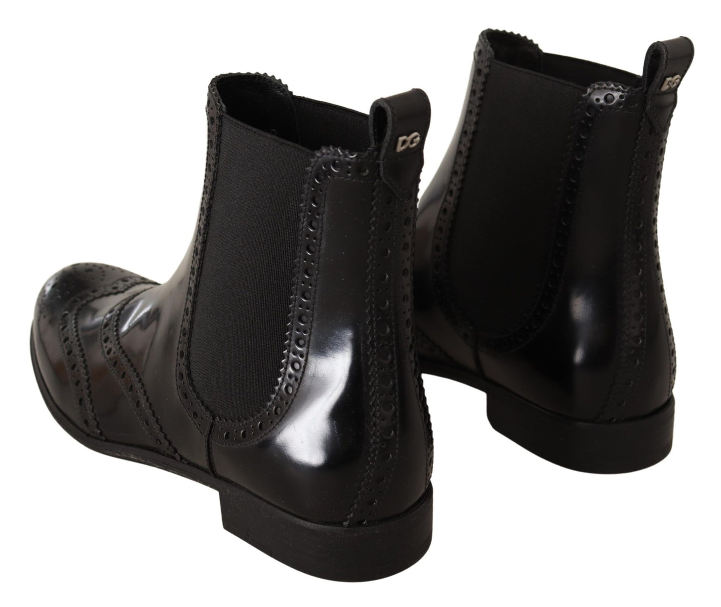 Dolce & Gabbana Elegante Sorte Ankel Wingtip Oxford Støvler