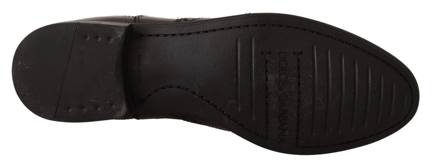 Dolce & Gabbana Elegante Sorte Ankel Wingtip Oxford Støvler