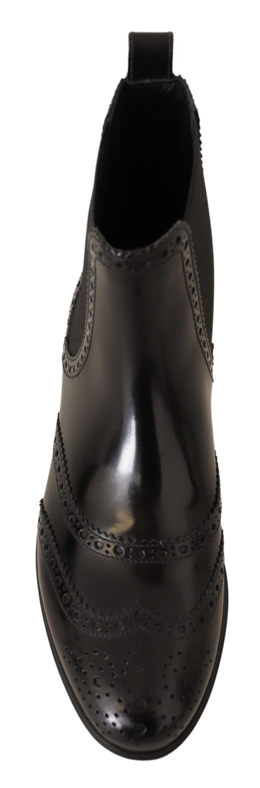 Dolce & Gabbana Elegante Sorte Ankel Wingtip Oxford Støvler