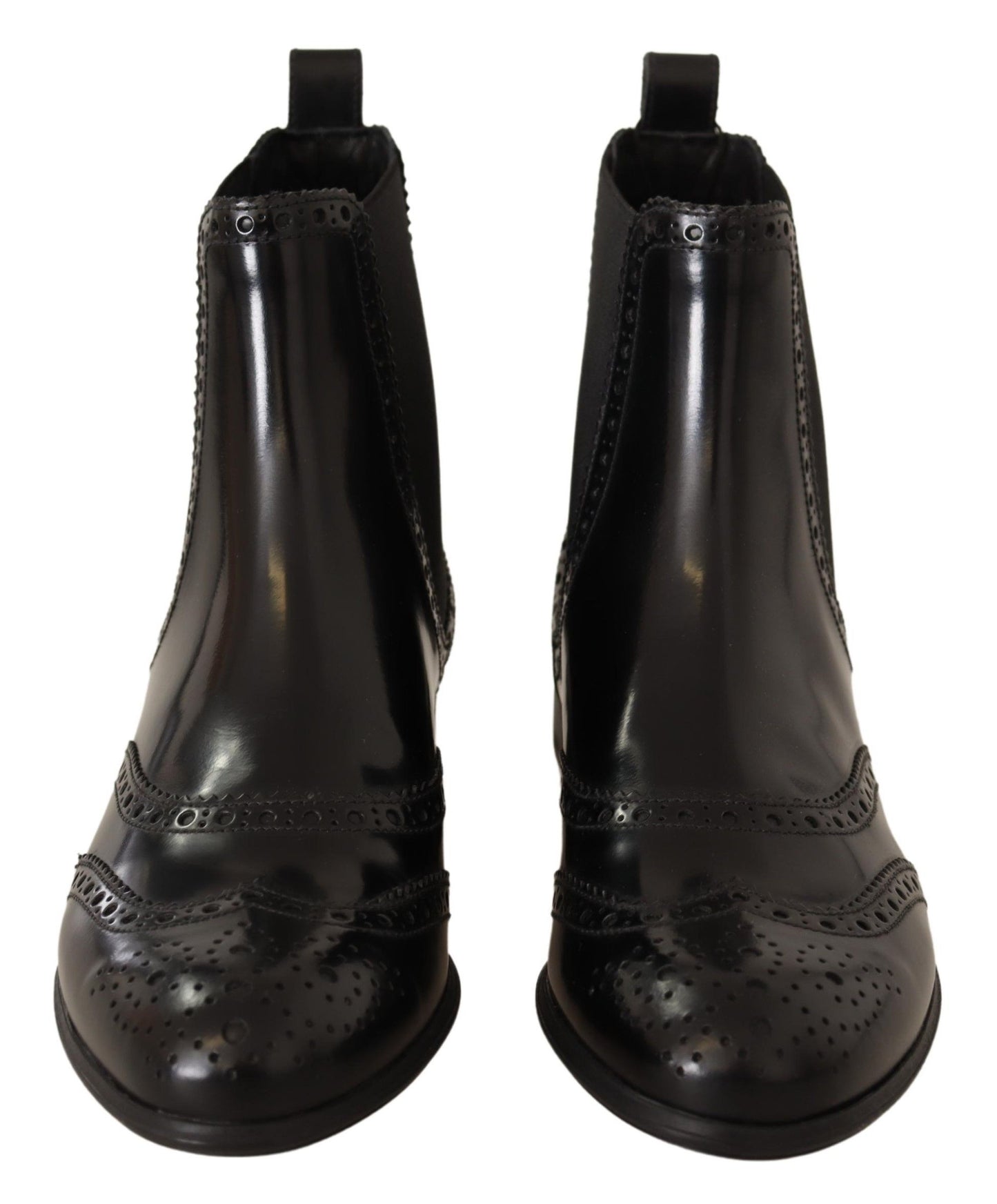 Dolce & Gabbana Elegante Sorte Ankel Wingtip Oxford Støvler