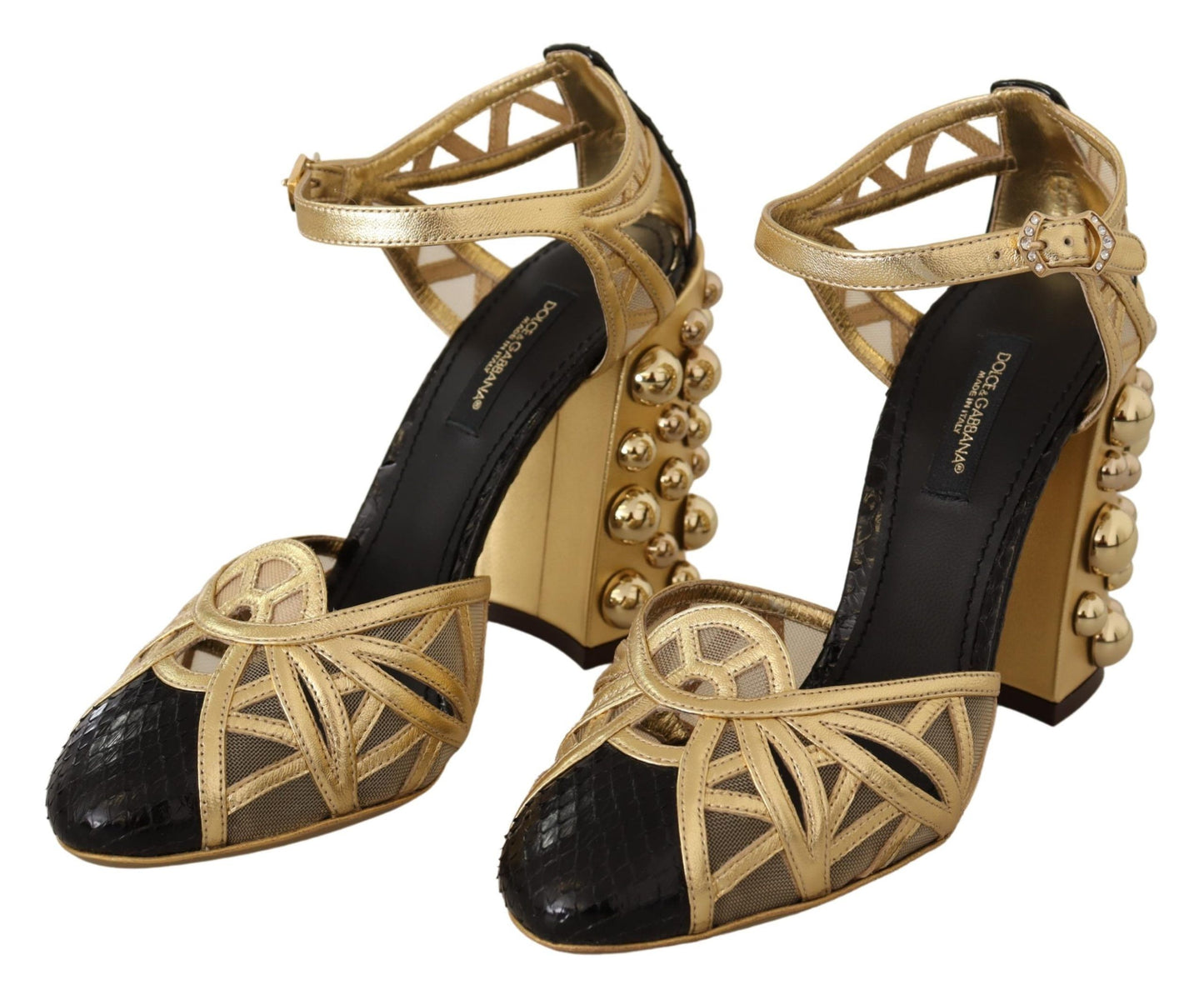Dolce & Gabbana Elegante Krystalbesatte Læderpumps
