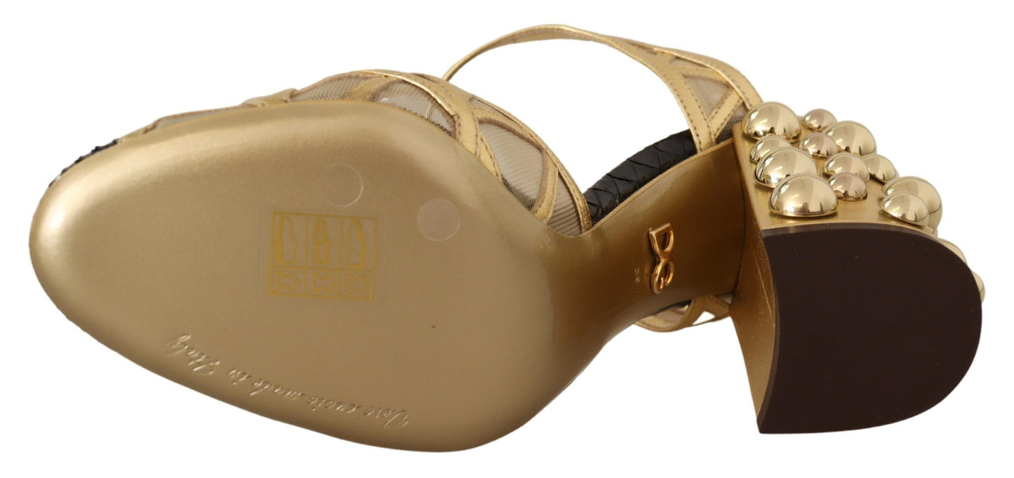Dolce & Gabbana Elegante Krystalbesatte Læderpumps