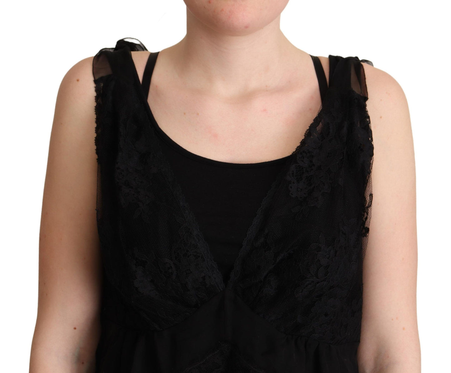 Dolce & Gabbana Lustrous Silkeblanding Camisole med Blondekant
