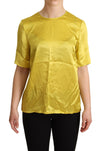 Dolce & Gabbana Elegant Silke Kortærmet Bluse Top - Gul