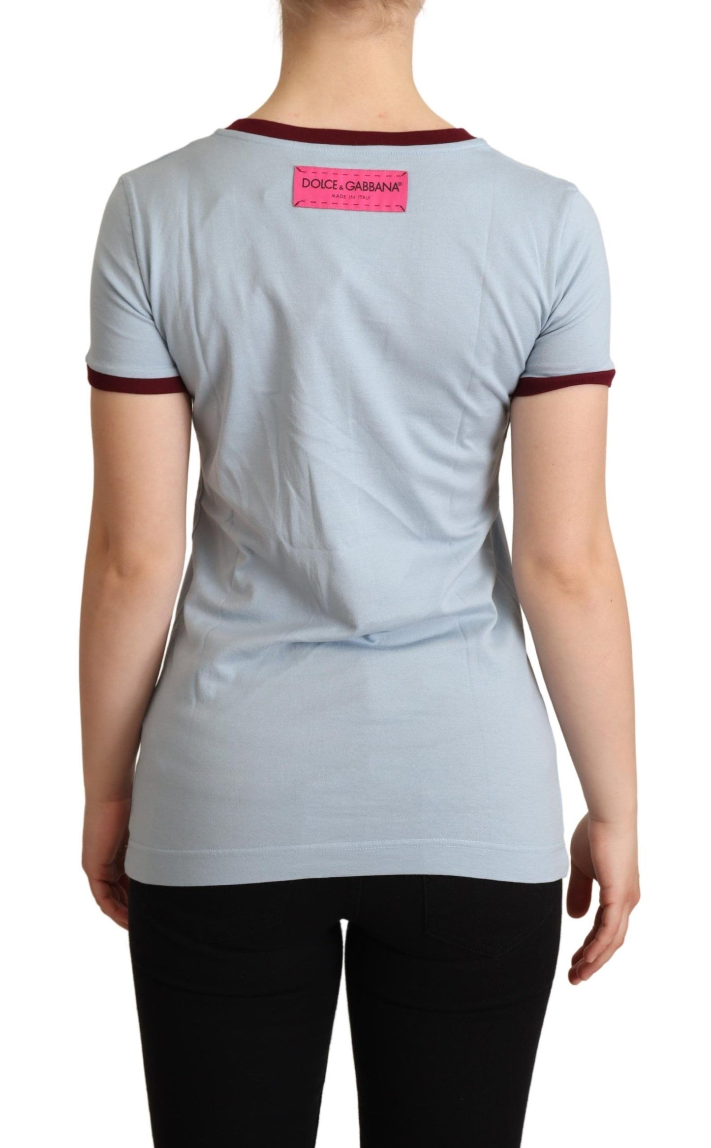 Dolce & Gabbana Elegant Blå Rund Hals Bomuld T-shirt
