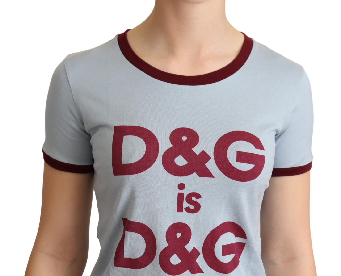 Dolce & Gabbana Elegant Blå Rund Hals Bomuld T-shirt