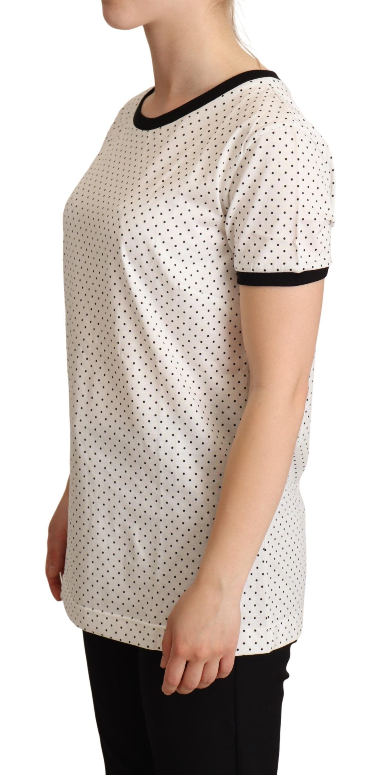 Dolce & Gabbana Polkaprikket Rund Hals T-shirt i Bomuld