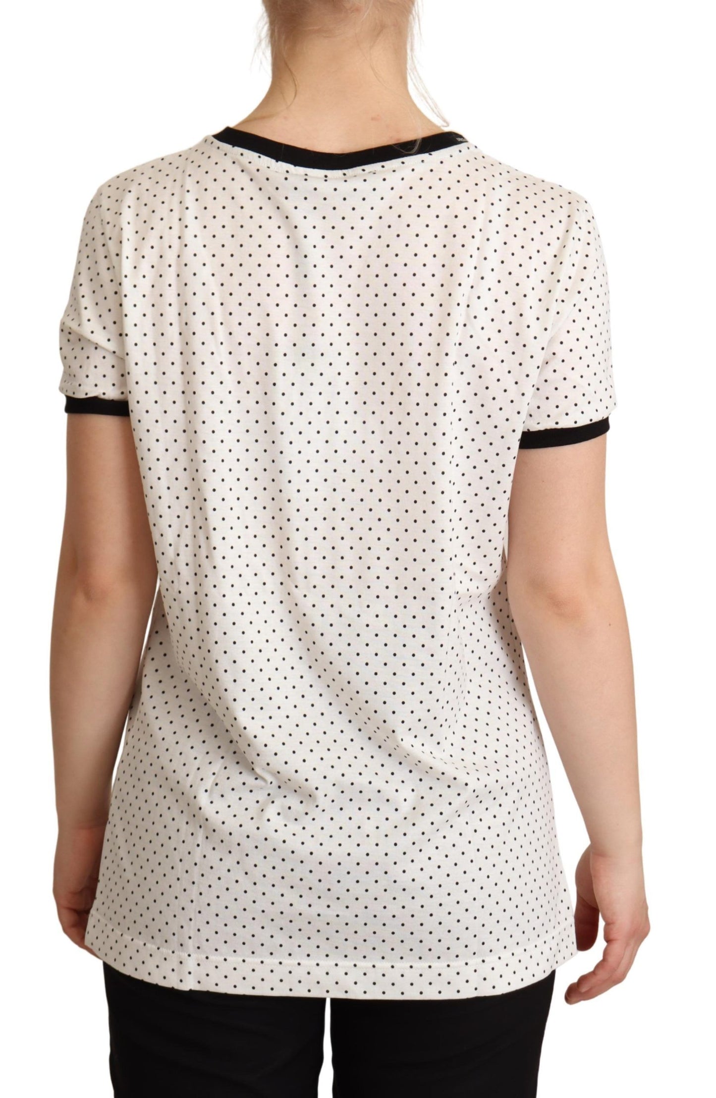 Dolce & Gabbana Polkaprikket Rund Hals T-shirt i Bomuld