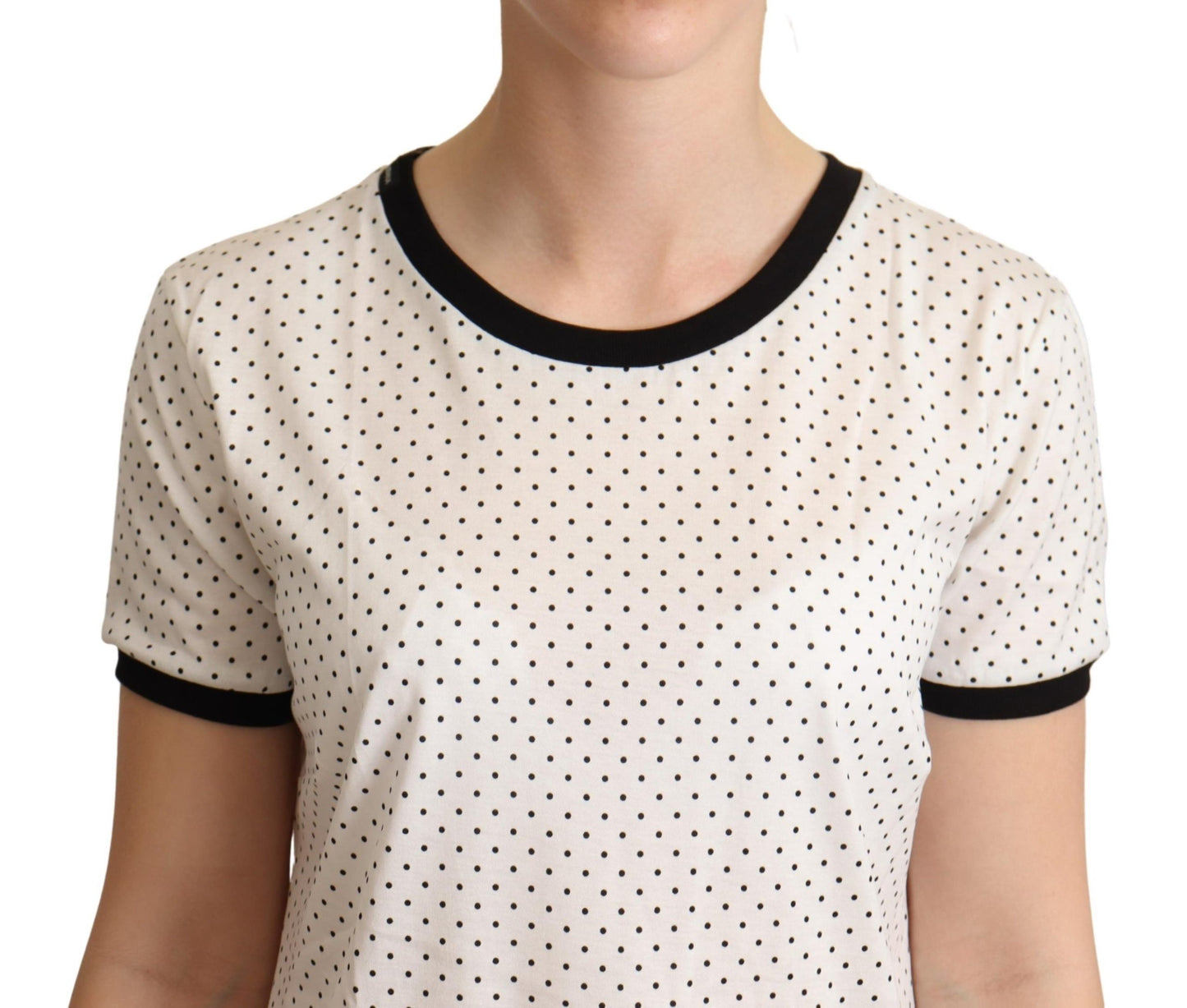 Dolce & Gabbana Polkaprikket Rund Hals T-shirt i Bomuld