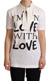 Dolce & Gabbana Chic Hvid T-shirt med Kærlighedsmotiv i Silkeblanding