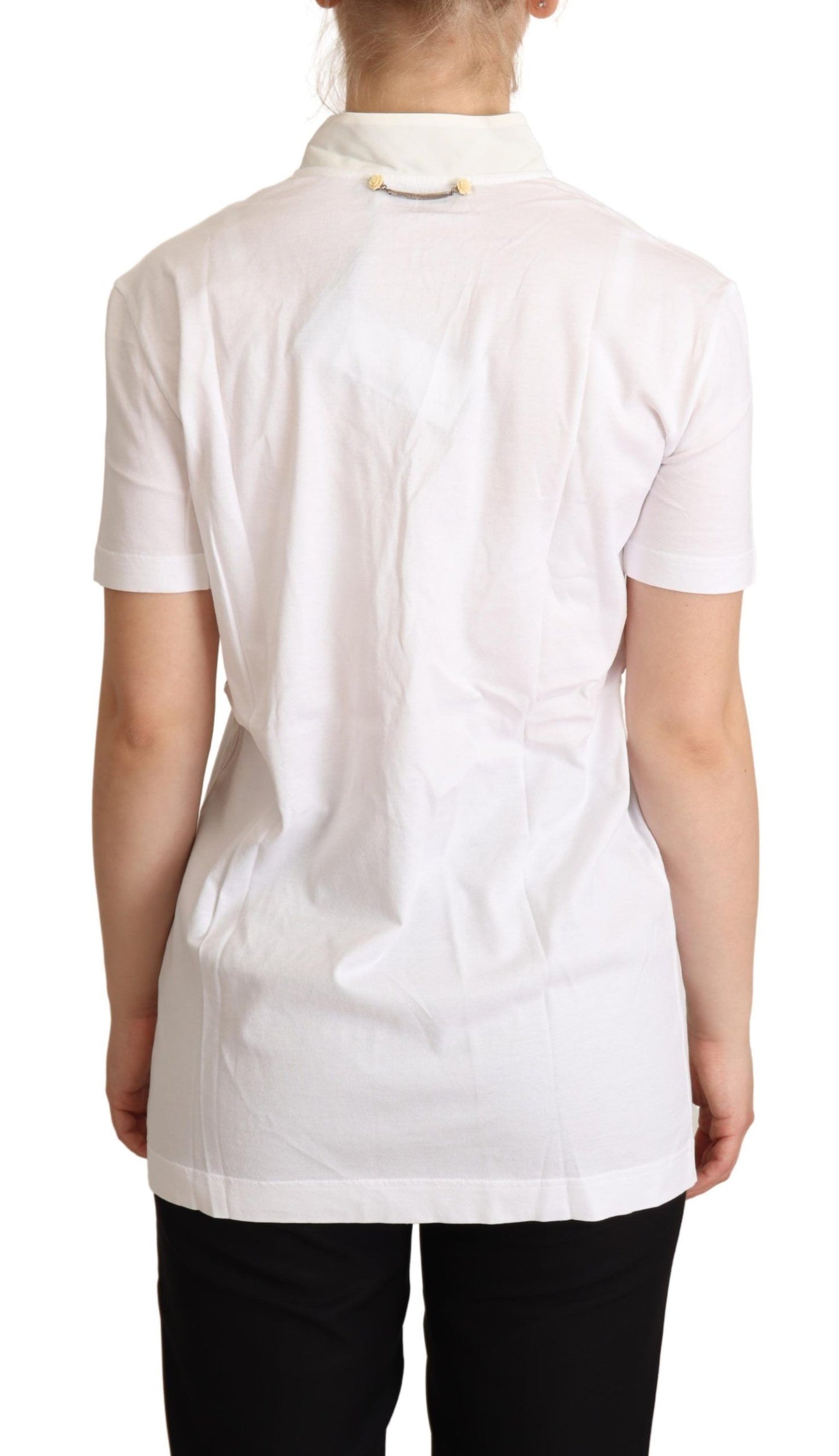 Dolce & Gabbana Chic Hvid T-shirt med Kærlighedsmotiv i Silkeblanding