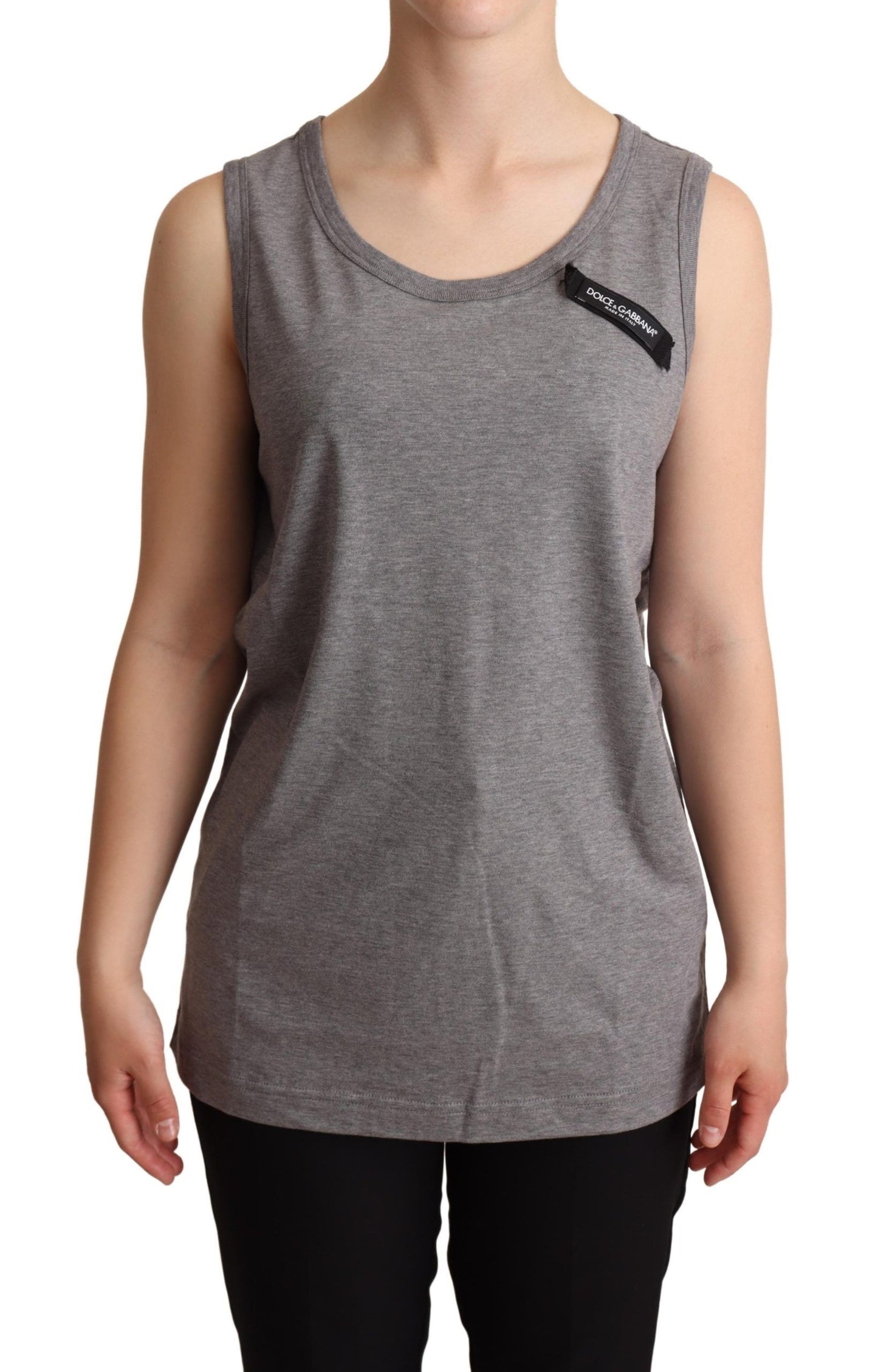 Dolce & Gabbana Elegant Grå bomuldsjersey ærmeløs tanktop