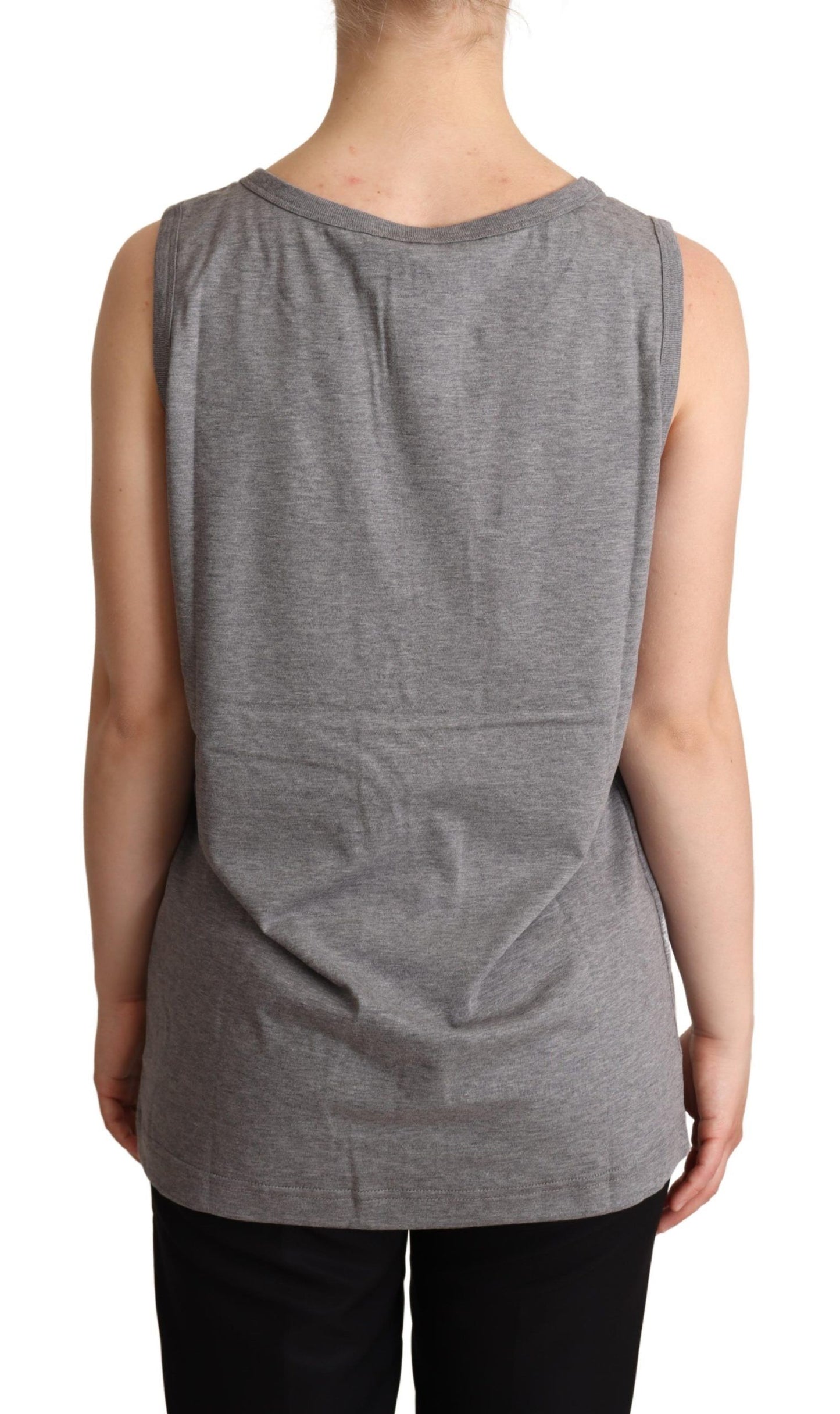 Dolce & Gabbana Elegant Grå bomuldsjersey ærmeløs tanktop