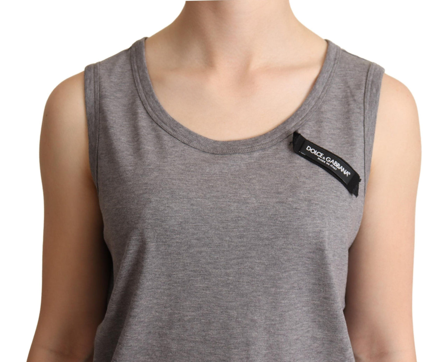 Dolce & Gabbana Elegant Grå bomuldsjersey ærmeløs tanktop