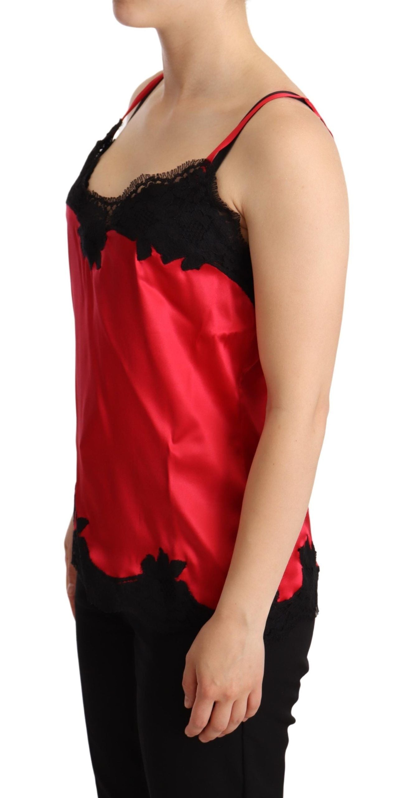 Dolce & Gabbana Fortryllende Rød Silkeblanding Blonde Camisole