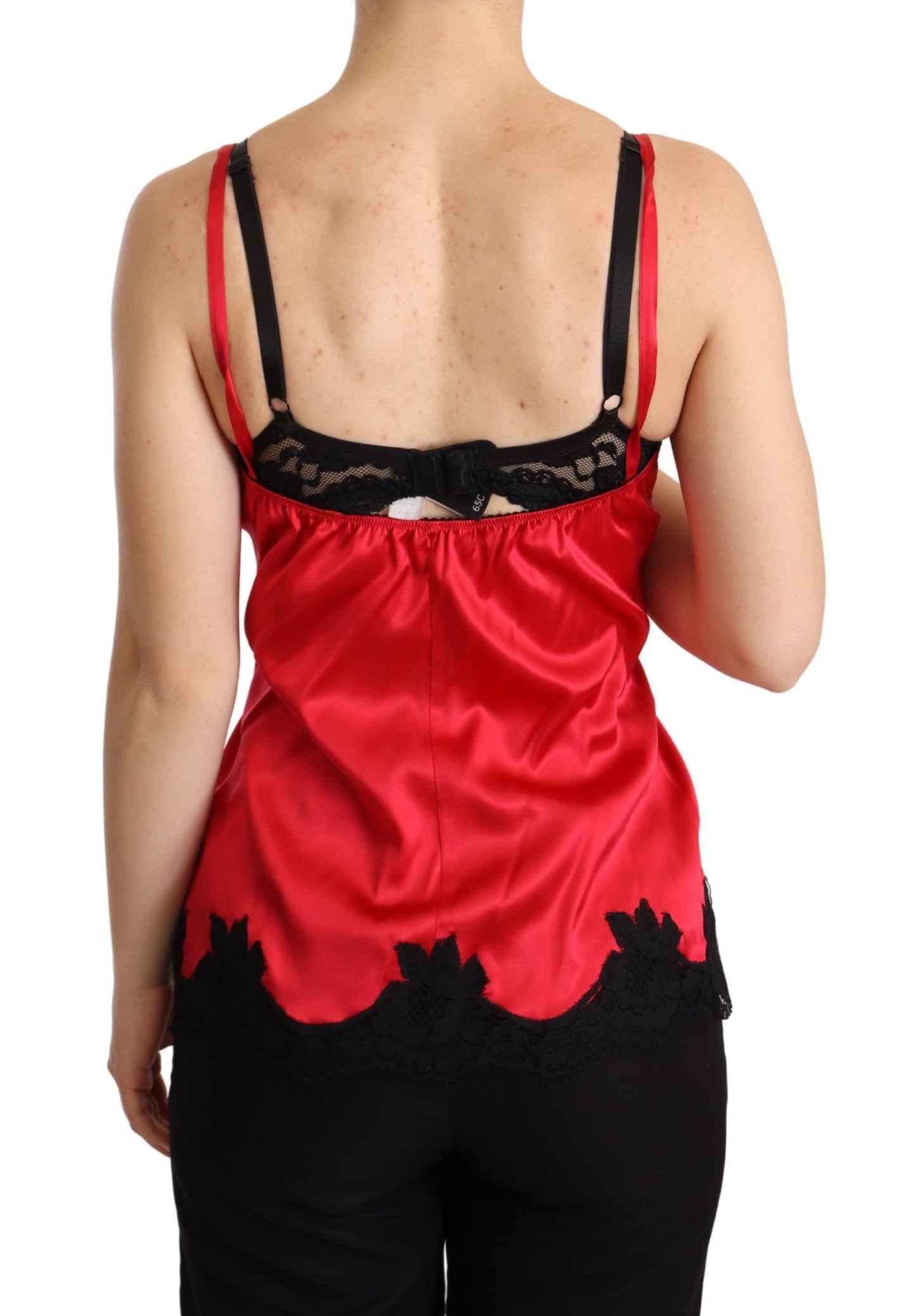 Dolce & Gabbana Fortryllende Rød Silkeblanding Blonde Camisole